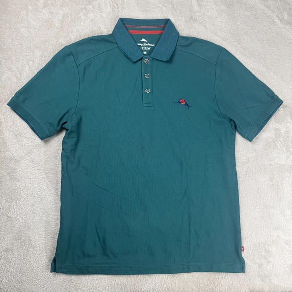 Tommy Bahama Supima Polo Shirt Mens M/M Teal Preowned - Picture 1 of 5